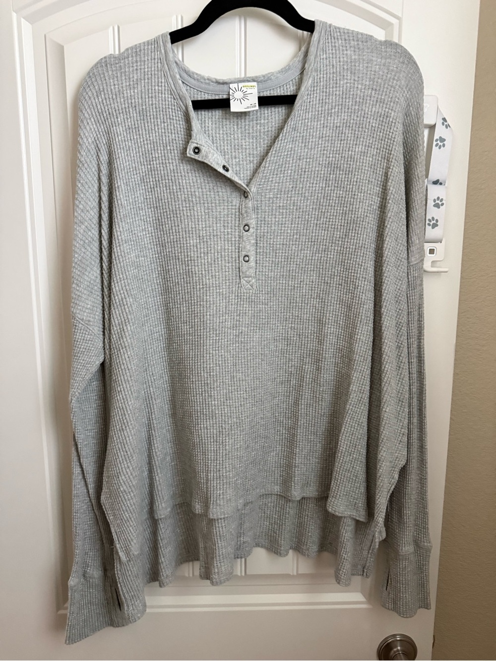 Offline by Aerie Gray Waffle Knit Long Sleeve Henley